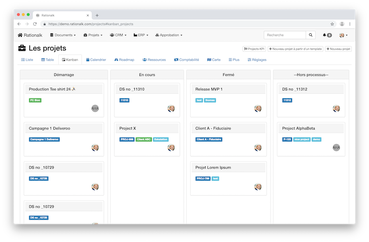 Le kanban des projets